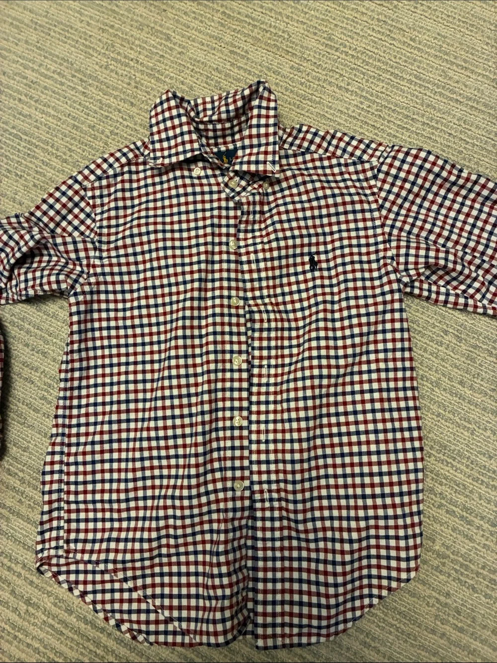 Ralph Lauren Boys Red, Navy & White Gingham Button-Down Shirt